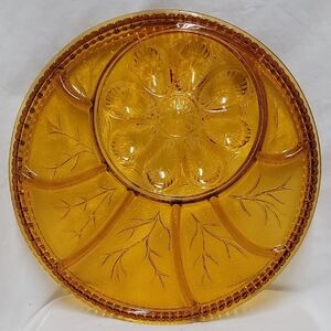 Vintage Amber Glass Serving Platter